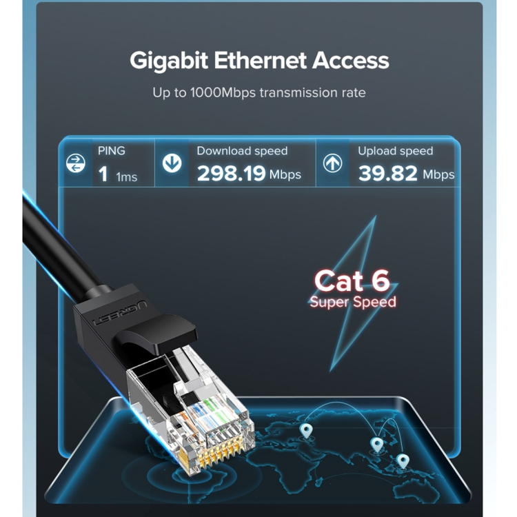 UGREEN NW102 Cat 6 Ethernet LAN Cable Slim Round Internet UTP Cable up to 1000 Mbps 43 UGREEN NW102 Cat6 RJ45 Household Gigabit Twisted Pair Round Ethernet Cable, Length:1m - 2
