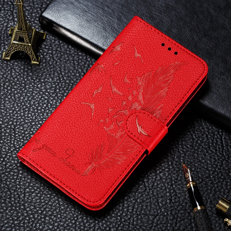Feather Pattern Litchi Texture Horizontal Flip Leather Case with Wallet & Holder & Card Slots For Galaxy S10(Red) Feather Pattern Litchi Texture Horizontal Flip Leather Case with Wallet & Holder & Card Slots For Galaxy S10(Red)
