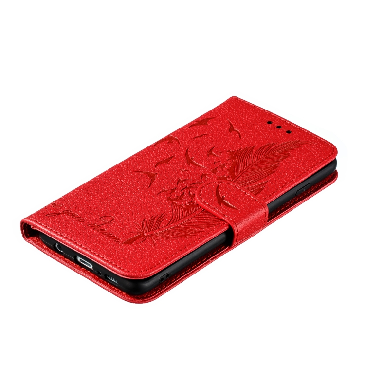 Feather Pattern Litchi Texture Horizontal Flip Leather Case with Wallet & Holder & Card Slots For Galaxy S10(Red) Feather Pattern Litchi Texture Horizontal Flip Leather Case with Wallet & Holder & Card Slots For Galaxy S10(Red)