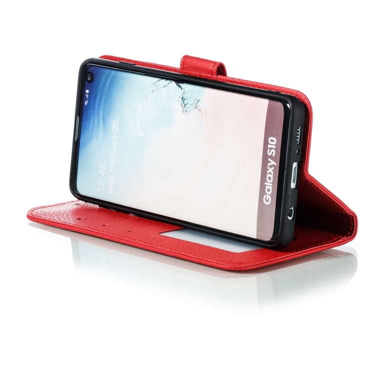 Feather Pattern Litchi Texture Horizontal Flip Leather Case with Wallet & Holder & Card Slots For Galaxy S10(Red) Feather Pattern Litchi Texture Horizontal Flip Leather Case with Wallet & Holder & Card Slots For Galaxy S10(Red)