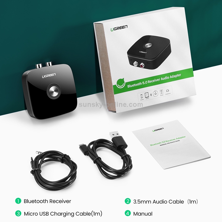 UGREEN CM106 3.5mm AUX + 2 RCA Interface Bluetooth 4.2 Wireless Bluetooth Receiver, Support APTX UGREEN CM106 3.5mm AUX + 2 RCA Interface Bluetooth 4.2 Wireless Bluetooth Receiver, Support APTX