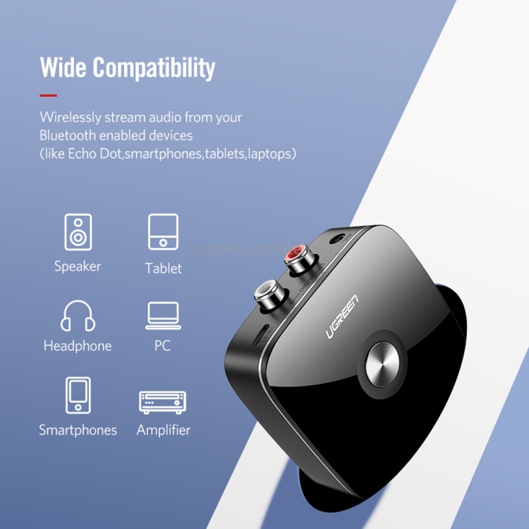 UGREEN CM106 3.5mm AUX + 2 RCA Interface Bluetooth 4.2 Wireless Bluetooth Receiver, Support APTX UGREEN CM106 3.5mm AUX + 2 RCA Interface Bluetooth 4.2 Wireless Bluetooth Receiver, Support APTX