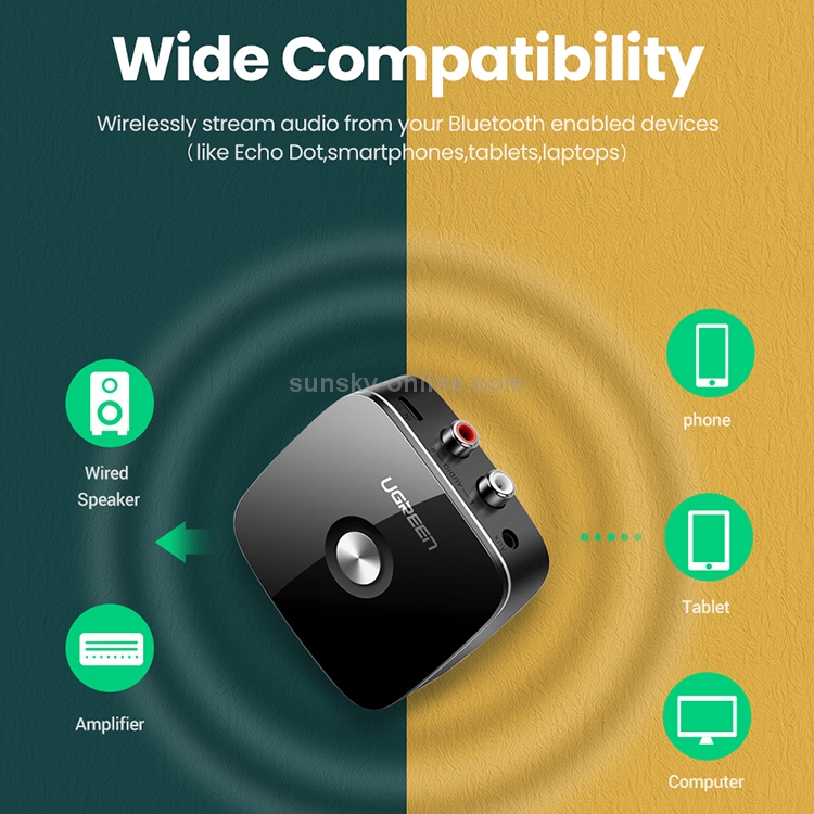 UGREEN CM106 3.5mm AUX + 2 RCA Interface Bluetooth 4.2 Wireless Bluetooth Receiver, Support APTX UGREEN CM106 3.5mm AUX + 2 RCA Interface Bluetooth 4.2 Wireless Bluetooth Receiver, Support APTX