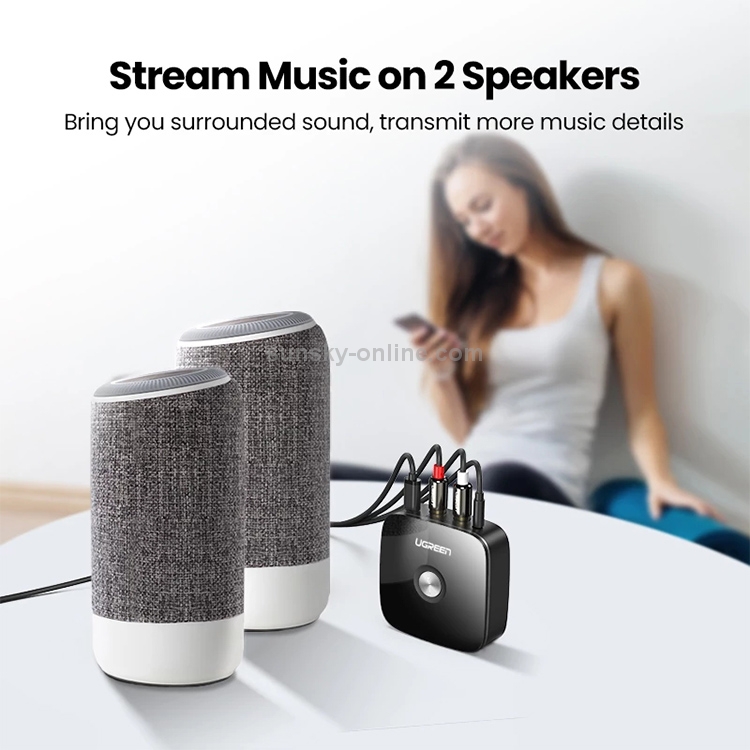 UGREEN CM106 3.5mm AUX + 2 RCA Interface Bluetooth 4.2 Wireless Bluetooth Receiver, Support APTX UGREEN CM106 3.5mm AUX + 2 RCA Interface Bluetooth 4.2 Wireless Bluetooth Receiver, Support APTX