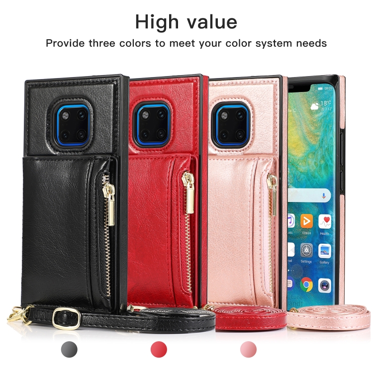 Para Huawei Mate 20 Pro Funda con cremallera cuadrada TPU + PU