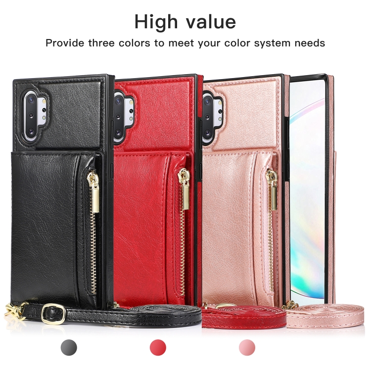 For Samsung Galaxy Note10 Pro Square Zipper Wallet Bag TPU+PU Back