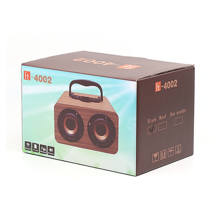 FT-4002 Wooden Wireless Bluetooth Portable Retro Subwoofer Speakers, Support TF card & USB MP3 Playback(Red Wood Grain) FT-4002 Wooden Wireless Bluetooth Portable Retro Subwoofer Speakers, Support TF card & USB MP3 Playback(Red Wood Grain)