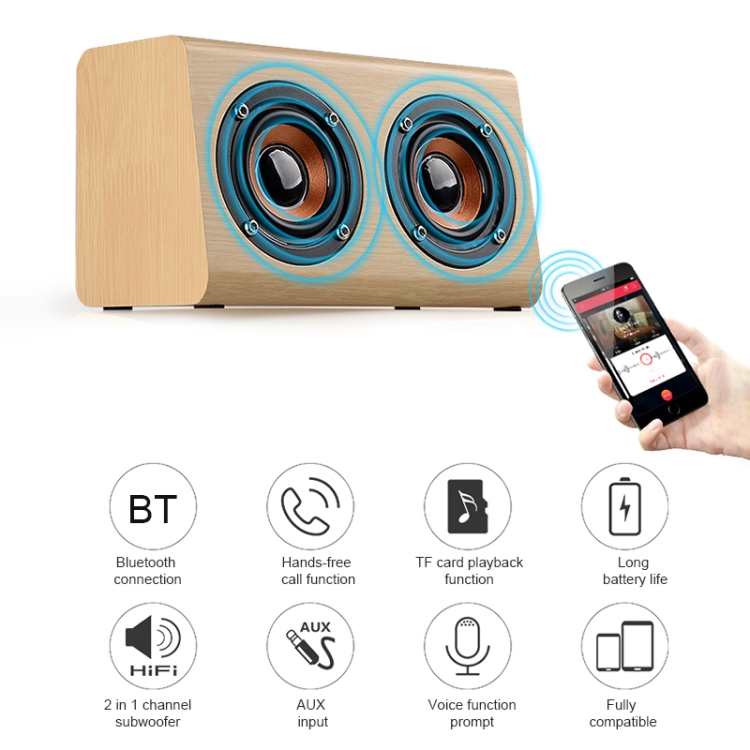 W7 Bluetooth 4.2 Wooden Double Horns Bluetooth Speaker(Light Yellow Wood Texture) W7 Bluetooth 4.2 Wooden Double Horns Bluetooth Speaker(Light Yellow Wood Texture)