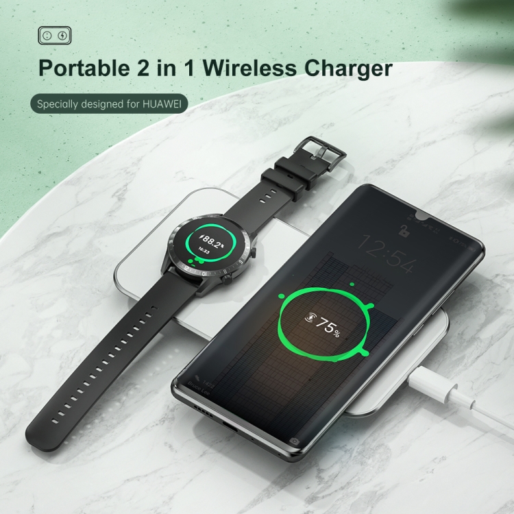 ROCK W32 15W 2 In 1 Portable Wireless Charger for Huawei Watch & Mobile Phone ROCK W32 15W 2 In 1 Portable Wireless Charger for Huawei Watch & Mobile Phone