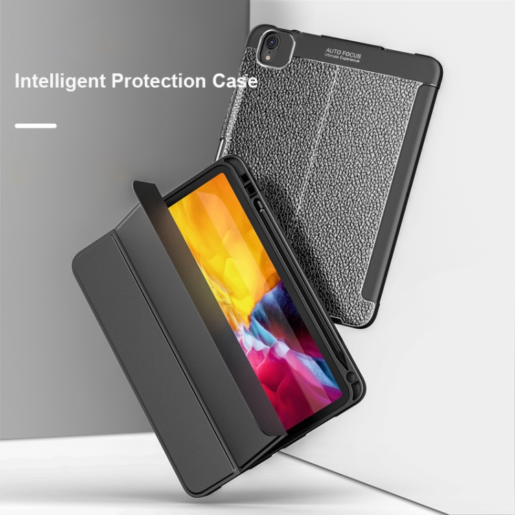 3-Fold Lychee Texture Leather Smart Tablet Case For iPad Air 2022 / 2020 10.9 inch(Black) 3-Fold Lychee Texture Leather Smart Tablet Case For iPad Air 2022 / 2020 10.9 inch(Black)