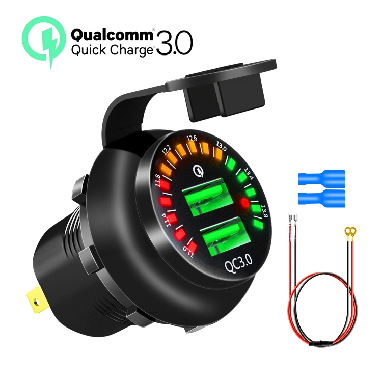 WUPP CS-134A1 Car Dual USB QC3.0 Fast Charger with Color Screen Voltage Display WUPP CS-134A1 Car Dual USB QC3.0 Fast Charger with Color Screen Voltage Display