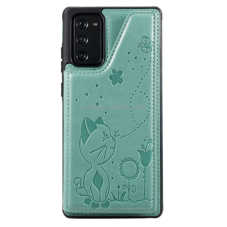 Cat Bee Embossing Pattern Shockproof Protective Case with Card Slots & Photo Frame For Samsung Galaxy Note20 (Green) Cat Bee Embossing Pattern Shockproof Protective Case with Card Slots & Photo Frame For Samsung Galaxy Note20 (Green)