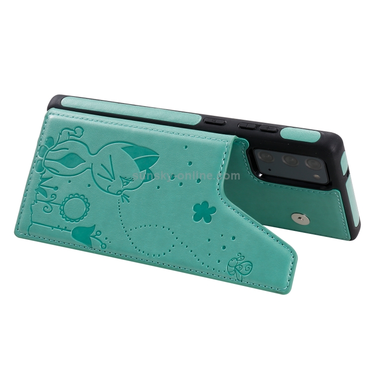 Cat Bee Embossing Pattern Shockproof Protective Case with Card Slots & Photo Frame For Samsung Galaxy Note20 (Green) Cat Bee Embossing Pattern Shockproof Protective Case with Card Slots & Photo Frame For Samsung Galaxy Note20 (Green)