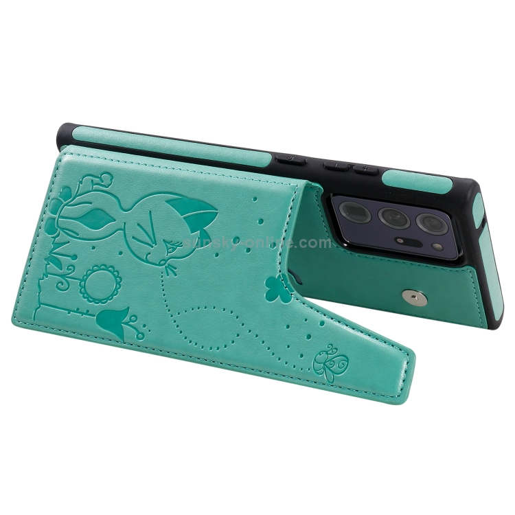 Cat Bee Embossing Pattern Shockproof Protective Case with Card Slots & Photo Frame For Samsung Galaxy Note20 Ultra (Green) Cat Bee Embossing Pattern Shockproof Protective Case with Card Slots & Photo Frame For Samsung Galaxy Note20 Ultra (Green)