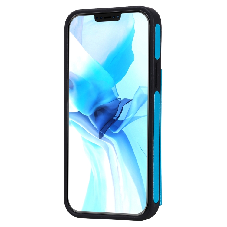 For iPhone 12 / 12 Pro Butterfly Embossing Pattern Shockproof Protective Case with Holder & Card Slots & Photo Frame(Blue) For iPhone 12 / 12 Pro Butterfly Embossing Pattern Shockproof Protective Case with Holder & Card Slots & Photo Frame(Blue)