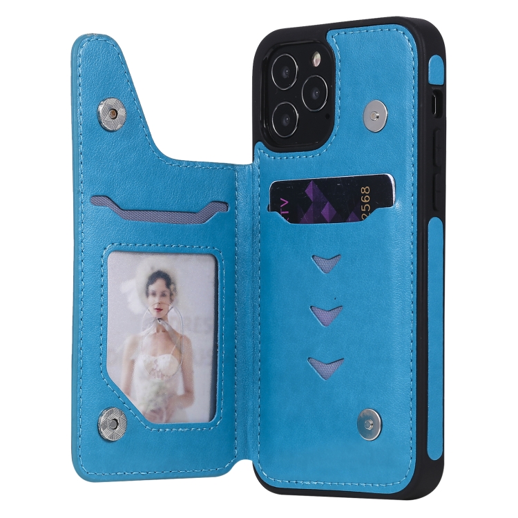 For iPhone 12 / 12 Pro Butterfly Embossing Pattern Shockproof Protective Case with Holder & Card Slots & Photo Frame(Blue) For iPhone 12 / 12 Pro Butterfly Embossing Pattern Shockproof Protective Case with Holder & Card Slots & Photo Frame(Blue)