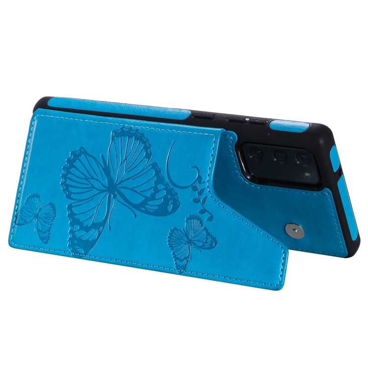 Butterfly Embossing Pattern Shockproof Protective Case with Holder & Card Slots & Photo Frame For Samsung Galaxy Note20(Blue) Butterfly Embossing Pattern Shockproof Protective Case with Holder & Card Slots & Photo Frame For Samsung Galaxy Note20(Blue)