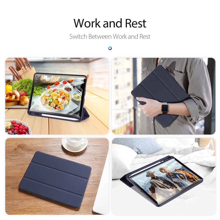 DUX DUCIS OSOM SERIES Three-folding Horizontal Flip Leather Case For Apple iPad Air (2020)(Blue) DUX DUCIS OSOM SERIES Three-folding Horizontal Flip Leather Case For Apple iPad Air (2020)(Blue)