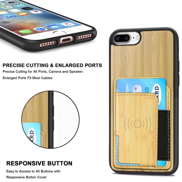 Wood Grain PU+TPU Protective Case with Card Slot For iPhone 8 & 7(Bamboo) Wood Grain PU+TPU Protective Case with Card Slot For iPhone 8 & 7(Bamboo)