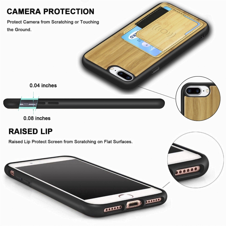 Wood Grain PU+TPU Protective Case with Card Slot For iPhone 8 & 7(Bamboo) Wood Grain PU+TPU Protective Case with Card Slot For iPhone 8 & 7(Bamboo)