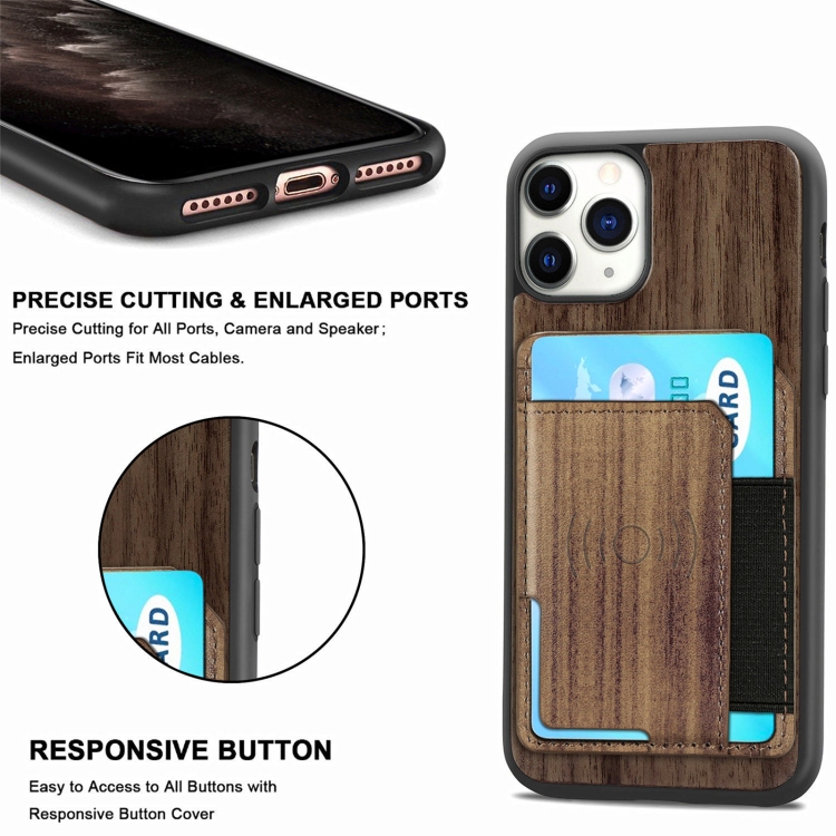 For iPhone 11 Pro Max Wood Grain PU+TPU Protective Case with Card Slot (Walnut) For iPhone 11 Pro Max Wood Grain PU+TPU Protective Case with Card Slot (Walnut)