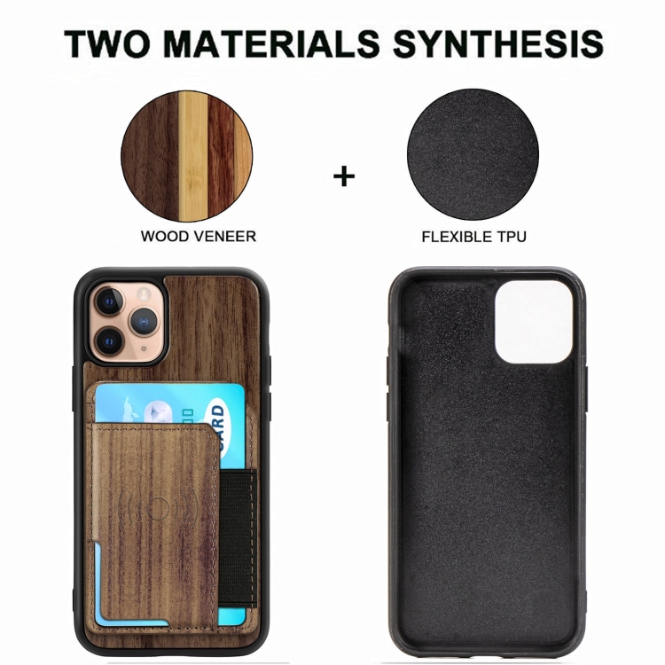 For iPhone 11 Pro Max Wood Grain PU+TPU Protective Case with Card Slot (Walnut) For iPhone 11 Pro Max Wood Grain PU+TPU Protective Case with Card Slot (Walnut)