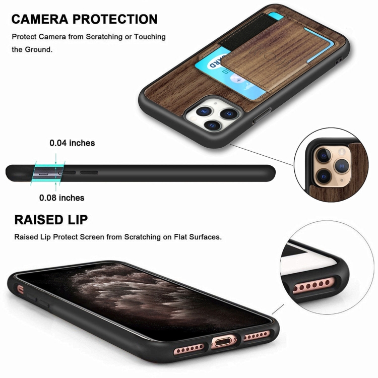 For iPhone 11 Pro Max Wood Grain PU+TPU Protective Case with Card Slot (Walnut) For iPhone 11 Pro Max Wood Grain PU+TPU Protective Case with Card Slot (Walnut)