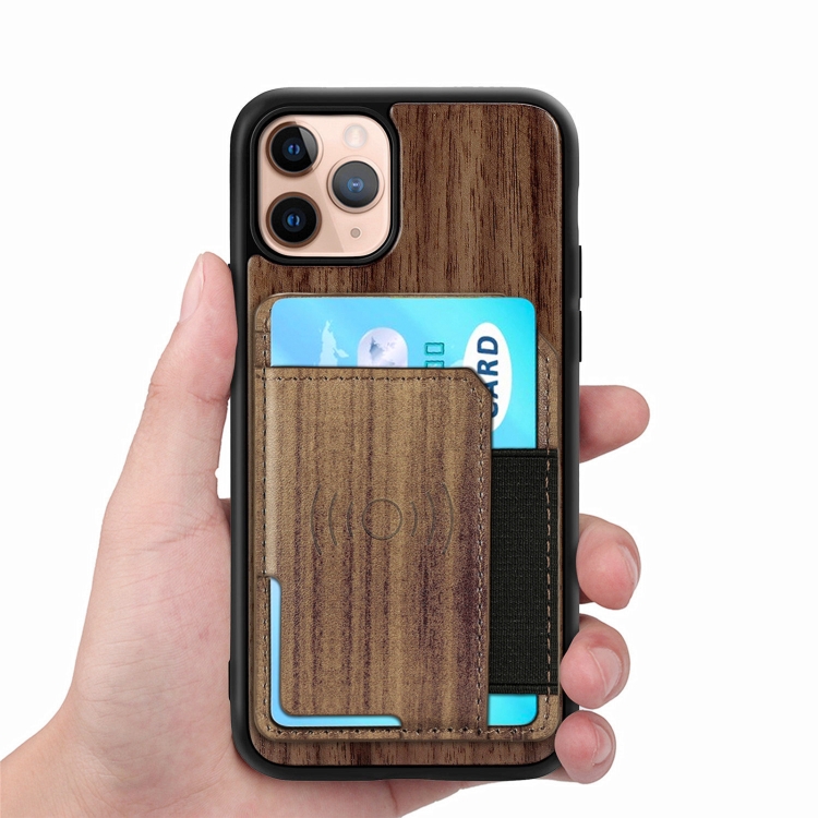 For iPhone 11 Pro Max Wood Grain PU+TPU Protective Case with Card Slot (Walnut) For iPhone 11 Pro Max Wood Grain PU+TPU Protective Case with Card Slot (Walnut)
