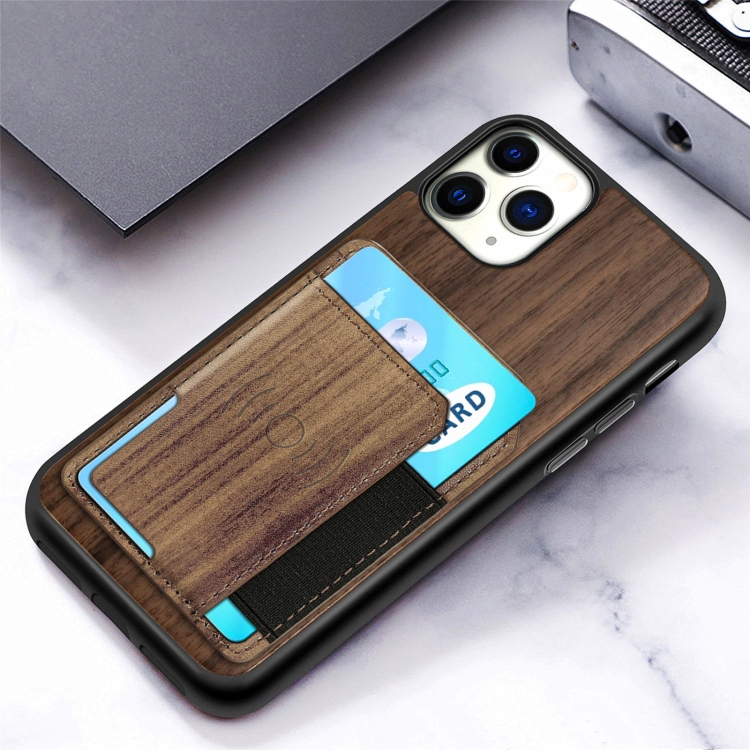 For iPhone 11 Pro Max Wood Grain PU+TPU Protective Case with Card Slot (Walnut) For iPhone 11 Pro Max Wood Grain PU+TPU Protective Case with Card Slot (Walnut)
