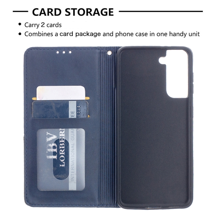 For Samsung Galaxy S21 5G Rhombus Texture Horizontal Flip Magnetic Leather Case with Holder & Card Slots(Blue) For Samsung Galaxy S21 5G Rhombus Texture Horizontal Flip Magnetic Leather Case with Holder & Card Slots(Blue)