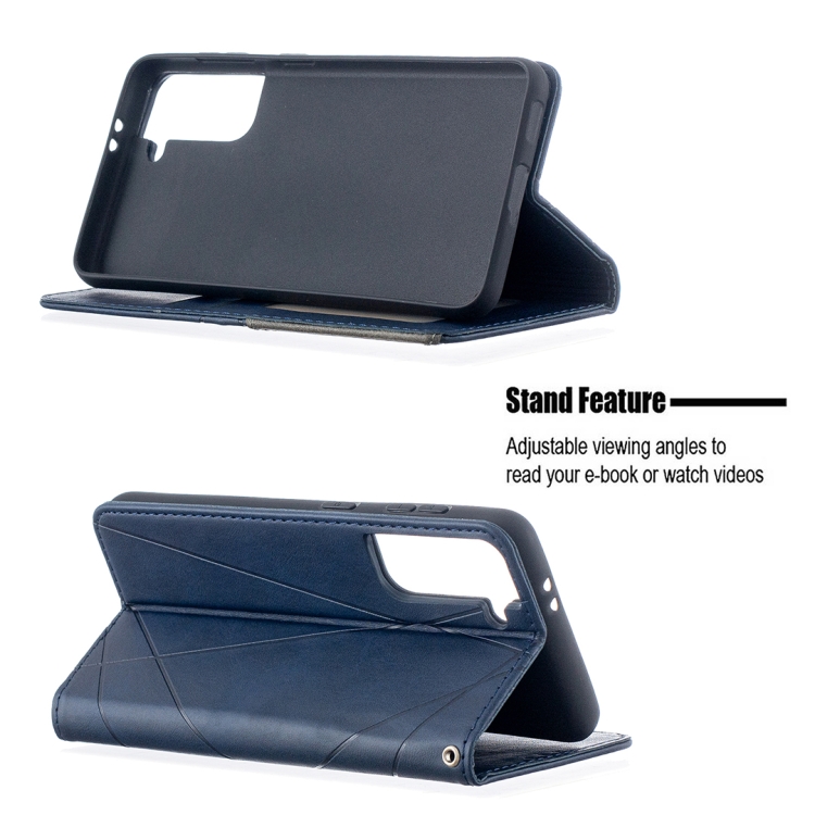 For Samsung Galaxy S21 5G Rhombus Texture Horizontal Flip Magnetic Leather Case with Holder & Card Slots(Blue) For Samsung Galaxy S21 5G Rhombus Texture Horizontal Flip Magnetic Leather Case with Holder & Card Slots(Blue)