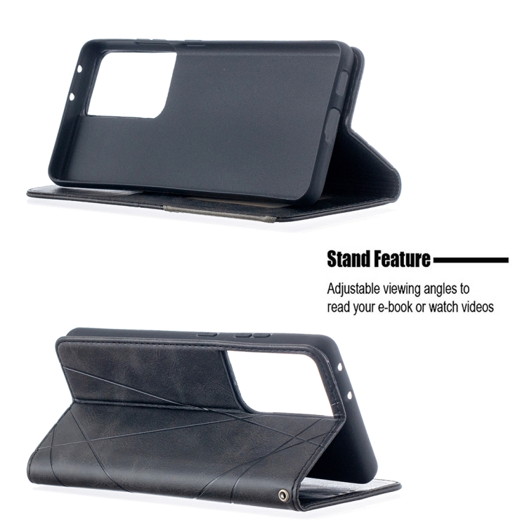 For Samsung Galaxy S21 Ultra 5G Rhombus Texture Horizontal Flip Magnetic Leather Case with Holder & Card Slots(Black) For Samsung Galaxy S21 Ultra 5G Rhombus Texture Horizontal Flip Magnetic Leather Case with Holder & Card Slots(Black)