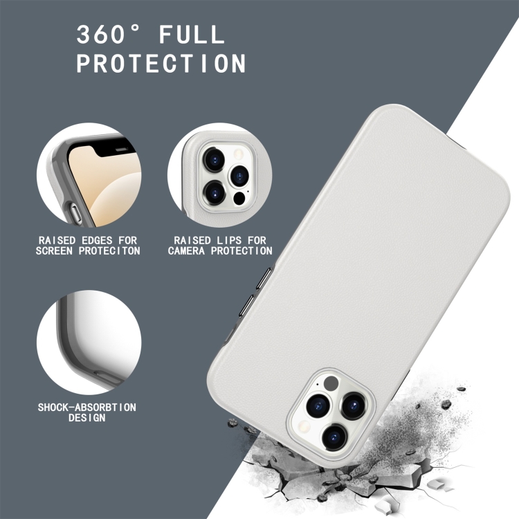 For iPhone 12 / 12 Pro Business Style PU + PC Protective Case(White) For iPhone 12 / 12 Pro Business Style PU + PC Protective Case(White)
