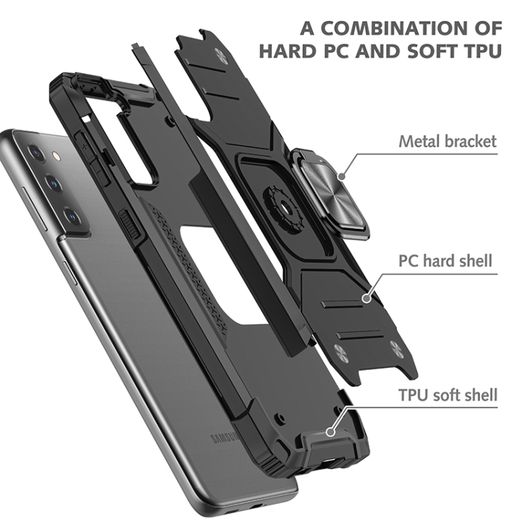 For Samsung Galaxy S21 5G Magnetic Armor Shockproof TPU + PC Case with Metal Ring Holder(Black) For Samsung Galaxy S21 5G Magnetic Armor Shockproof TPU + PC Case with Metal Ring Holder(Black)