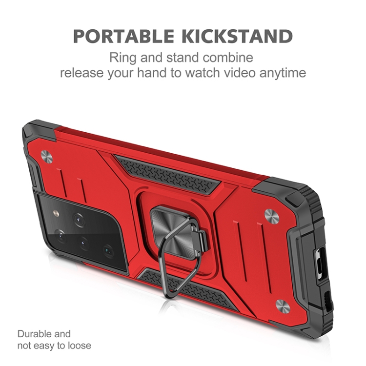For Samsung Galaxy S21 Ultra 5G Magnetic Armor Shockproof TPU + PC Case with Metal Ring Holder(Red) For Samsung Galaxy S21 Ultra 5G Magnetic Armor Shockproof TPU + PC Case with Metal Ring Holder(Red)