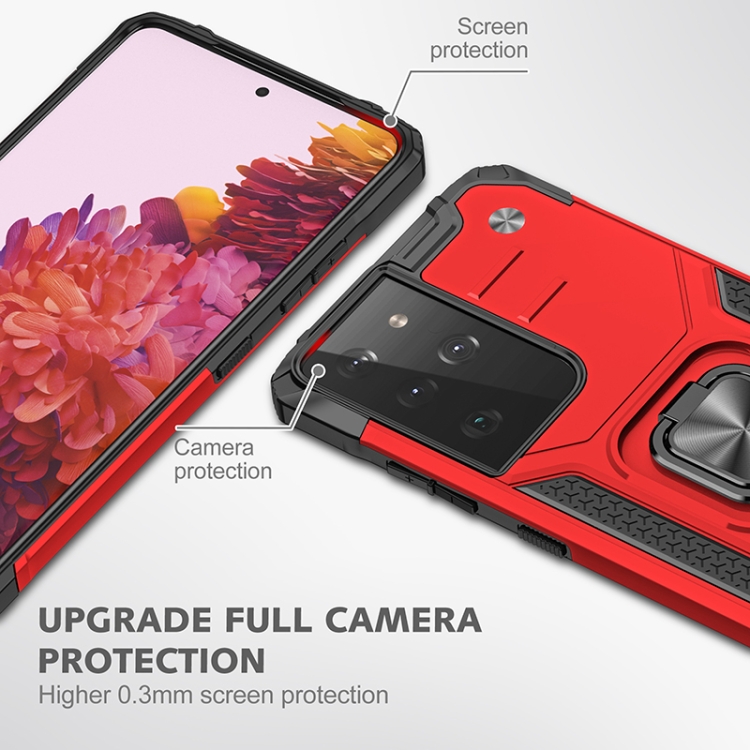 For Samsung Galaxy S21 Ultra 5G Magnetic Armor Shockproof TPU + PC Case with Metal Ring Holder(Red) For Samsung Galaxy S21 Ultra 5G Magnetic Armor Shockproof TPU + PC Case with Metal Ring Holder(Red)