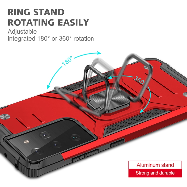 For Samsung Galaxy S21 Ultra 5G Magnetic Armor Shockproof TPU + PC Case with Metal Ring Holder(Red) For Samsung Galaxy S21 Ultra 5G Magnetic Armor Shockproof TPU + PC Case with Metal Ring Holder(Red)