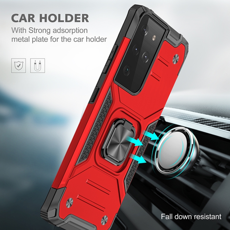 For Samsung Galaxy S21 Ultra 5G Magnetic Armor Shockproof TPU + PC Case with Metal Ring Holder(Red) For Samsung Galaxy S21 Ultra 5G Magnetic Armor Shockproof TPU + PC Case with Metal Ring Holder(Red)