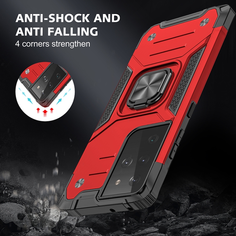 For Samsung Galaxy S21 Ultra 5G Magnetic Armor Shockproof TPU + PC Case with Metal Ring Holder(Red) For Samsung Galaxy S21 Ultra 5G Magnetic Armor Shockproof TPU + PC Case with Metal Ring Holder(Red)