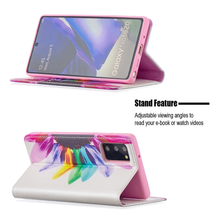 For Samsung Galaxy Note20 Colored Drawing Pattern Invisible Magnetic Horizontal Flip PU Leather Case with Holder & Card Slots & Wallet(Sun Flower) For Samsung Galaxy Note20 Colored Drawing Pattern Invisible Magnetic Horizontal Flip PU Leather Case with Holder & Card Slots & Wallet(Sun Flower)
