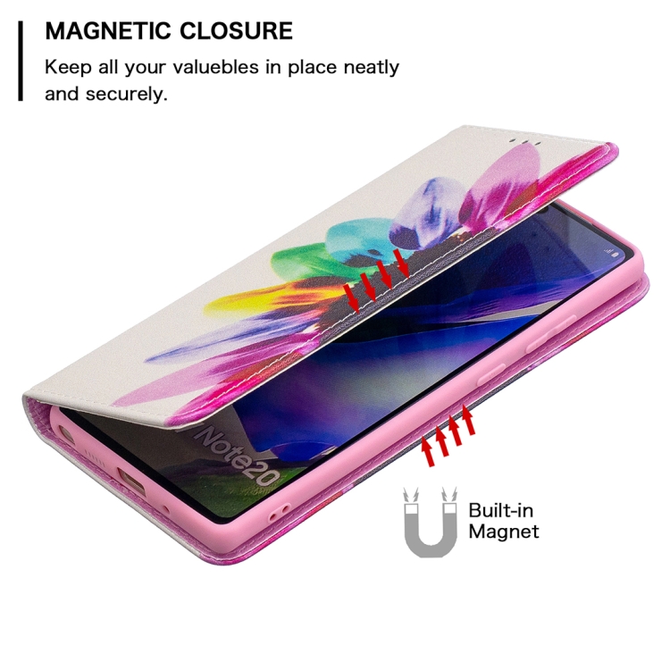 For Samsung Galaxy Note20 Colored Drawing Pattern Invisible Magnetic Horizontal Flip PU Leather Case with Holder & Card Slots & Wallet(Sun Flower) For Samsung Galaxy Note20 Colored Drawing Pattern Invisible Magnetic Horizontal Flip PU Leather Case with Holder & Card Slots & Wallet(Sun Flower)