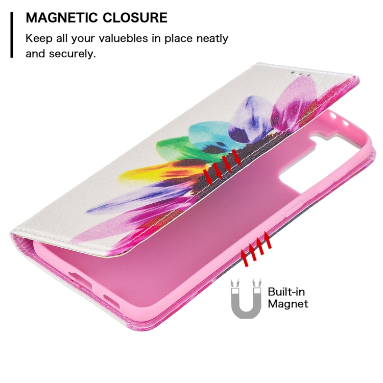 For Samsung Galaxy S21+ 5G Colored Drawing Pattern Invisible Magnetic Horizontal Flip PU Leather Case with Holder & Card Slots & Wallet(Sun Flower) For Samsung Galaxy S21+ 5G Colored Drawing Pattern Invisible Magnetic Horizontal Flip PU Leather Case with Holder & Card Slots & Wallet(Sun Flower)