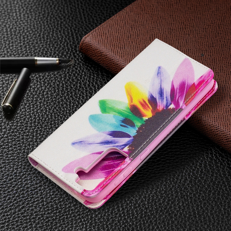 For Samsung Galaxy S21+ 5G Colored Drawing Pattern Invisible Magnetic Horizontal Flip PU Leather Case with Holder & Card Slots & Wallet(Sun Flower) For Samsung Galaxy S21+ 5G Colored Drawing Pattern Invisible Magnetic Horizontal Flip PU Leather Case with Holder & Card Slots & Wallet(Sun Flower)