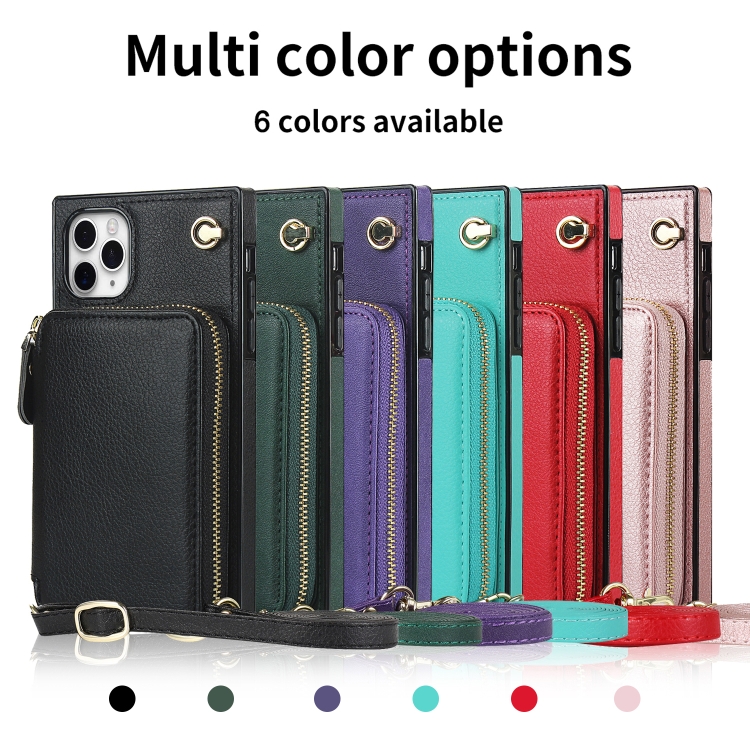 For iPhone 11 Pro Max Cross-body Zipper Square TPU+PU Back Cover