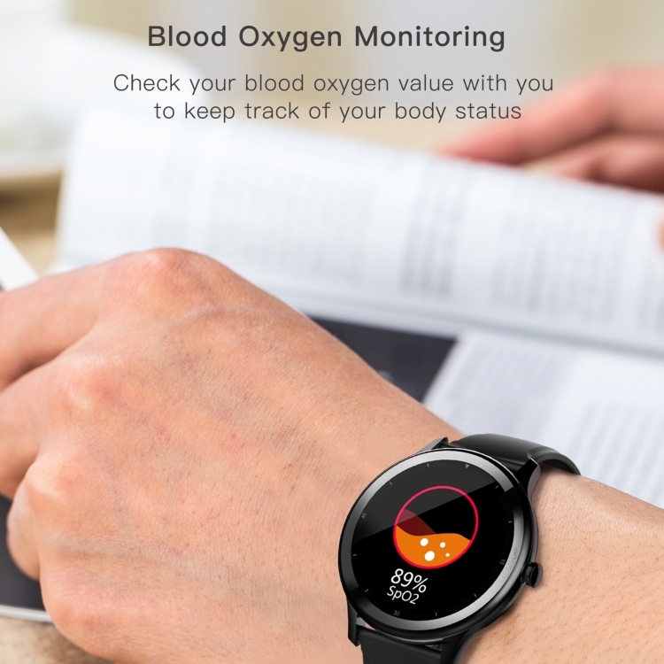 G28 Reloj inteligente a prueba de agua con pantalla TFT a color de 1,28 pulgadas IP68, compatible con monitor de sueño / monitor de frecuencia cardíaca / monitor de presión arterial (negro) - B10