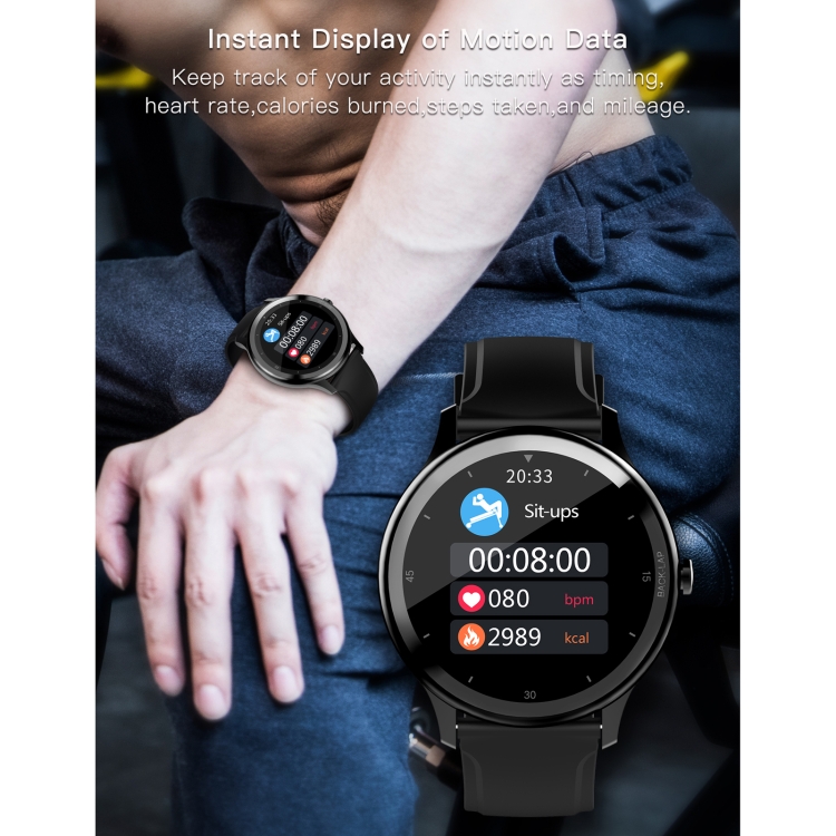 G28 Reloj inteligente a prueba de agua con pantalla TFT a color de 1,28 pulgadas IP68, compatible con monitor de sueño / monitor de frecuencia cardíaca / monitor de presión arterial (negro) - B11