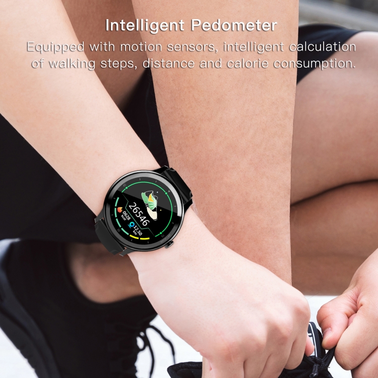 G28 Reloj inteligente a prueba de agua con pantalla TFT a color de 1,28 pulgadas IP68, compatible con monitor de sueño / monitor de frecuencia cardíaca / monitor de presión arterial (negro) - B7