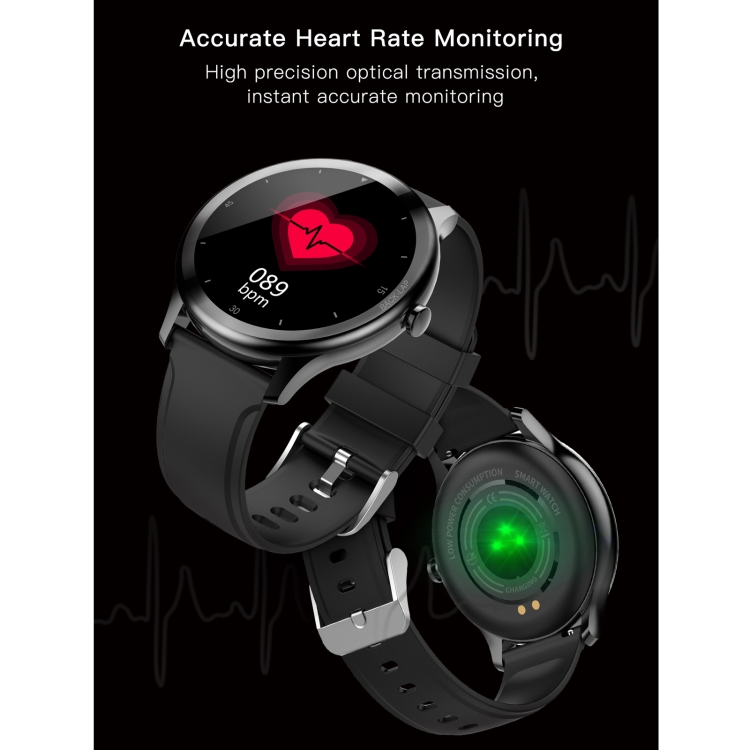 G28 Reloj inteligente a prueba de agua con pantalla TFT a color de 1,28 pulgadas IP68, compatible con monitor de sueño / monitor de frecuencia cardíaca / monitor de presión arterial (negro) - B8