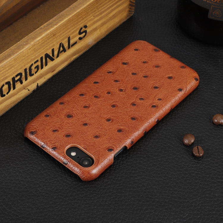 For iPhone SE 2022 / SE 2020 / 8 / 7 Ostrich Texture Head-layer Cowhide Leather Back Cover Case(Brown) For iPhone SE 2022 / SE 2020 / 8 / 7 Ostrich Texture Head-layer Cowhide Leather Back Cover Case(Brown)