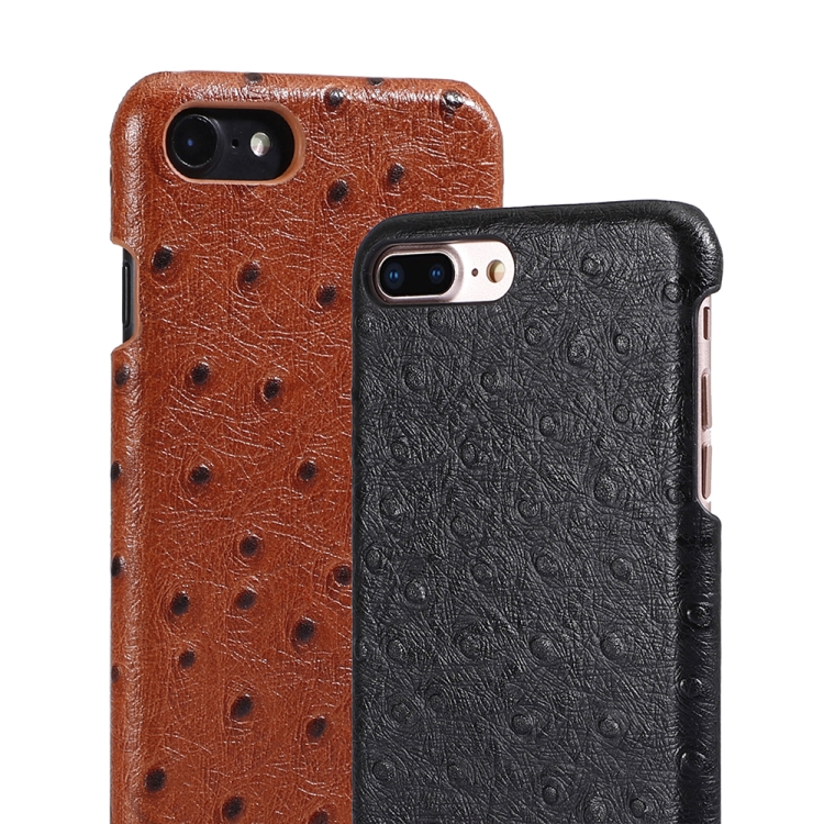 For iPhone SE 2022 / SE 2020 / 8 / 7 Ostrich Texture Head-layer Cowhide Leather Back Cover Case(Brown) For iPhone SE 2022 / SE 2020 / 8 / 7 Ostrich Texture Head-layer Cowhide Leather Back Cover Case(Brown)